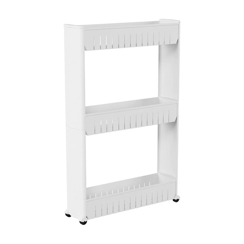 Smart Home 3-Tier Slim Storage Cart on Wheels, White
